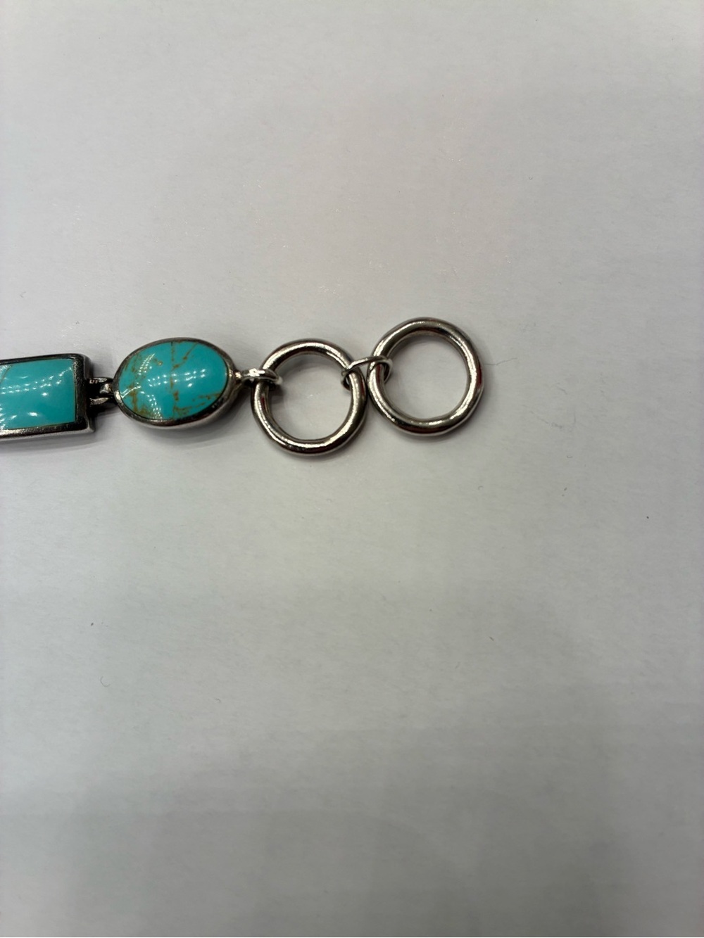 Sterling Silver Turquoise Stone Link Bracelet - Picture 2 of 4